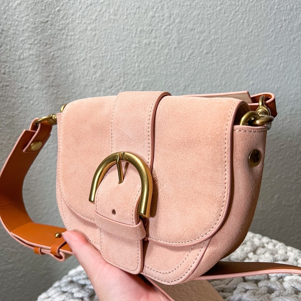 Crossbody Buckle Bag in Italian Suede